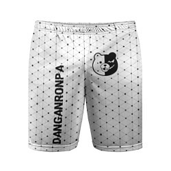 Мужские спортивные шорты Danganronpa glitch на светлом фоне: надпись, симво