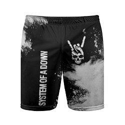 Мужские спортивные шорты System of a Down и рок символ на темном фоне