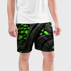 Шорты спортивные мужские Green black abstract, цвет: 3D-принт — фото 2