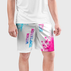 Шорты спортивные мужские Within Temptation neon gradient style: надпись, си, цвет: 3D-принт — фото 2