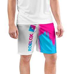 Шорты спортивные мужские Roblox neon gradient style: по-вертикали, цвет: 3D-принт — фото 2