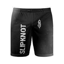 Шорты спортивные мужские Slipknot glitch на темном фоне: надпись, символ, цвет: 3D-принт