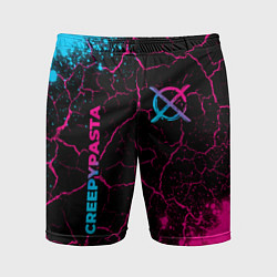 Мужские спортивные шорты CreepyPasta - neon gradient: надпись, символ