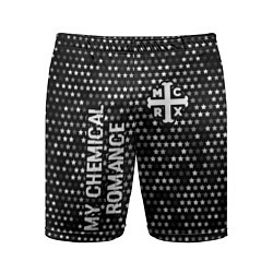 Мужские спортивные шорты My Chemical Romance glitch на темном фоне: надпись