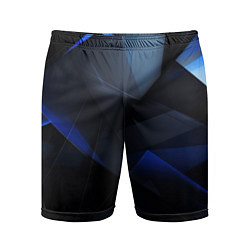 Шорты спортивные мужские Черная и голубая текстура, цвет: 3D-принт