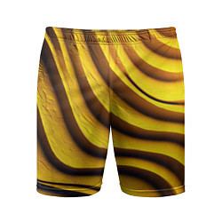 Шорты спортивные мужские Желтые абстрактные полосы, цвет: 3D-принт