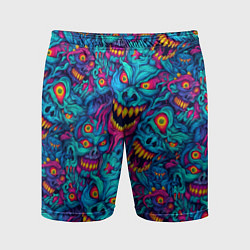 Шорты спортивные мужские Неоновые монстры - graffiti art style pattern, цвет: 3D-принт