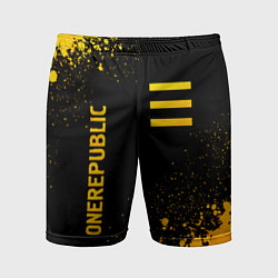 Мужские спортивные шорты OneRepublic - gold gradient: надпись, символ