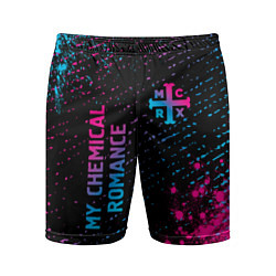 Мужские спортивные шорты My Chemical Romance - neon gradient: надпись, симв