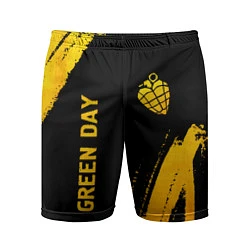 Шорты спортивные мужские Green Day - gold gradient: надпись, символ, цвет: 3D-принт
