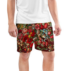 Шорты спортивные мужские Платок цветочный узор, цвет: 3D-принт — фото 2