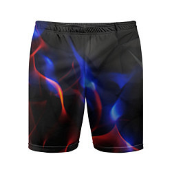 Шорты спортивные мужские Красное и синие свечение от черных плит, цвет: 3D-принт
