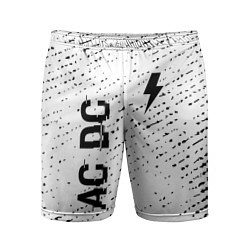Шорты спортивные мужские AC DC glitch на светлом фоне: надпись, символ, цвет: 3D-принт