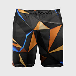 Шорты спортивные мужские Оранжевые и черные элементы, цвет: 3D-принт