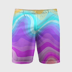 Шорты спортивные мужские Неоновая разноцветная волна, цвет: 3D-принт