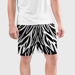 Шорты спортивные мужские Черная абстракция зебра, цвет: 3D-принт — фото 2