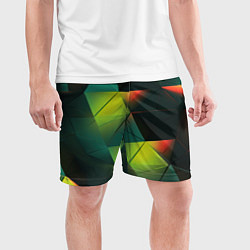 Шорты спортивные мужские Геометрические зеленые фигуры, цвет: 3D-принт — фото 2