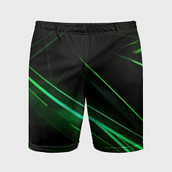 Мужские спортивные шорты Green lines black backgrouns