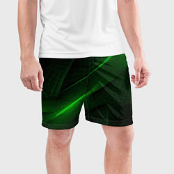 Шорты спортивные мужские Green neon lines, цвет: 3D-принт — фото 2