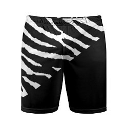 Шорты спортивные мужские Полосы зебры с черным, цвет: 3D-принт