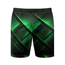 Шорты спортивные мужские Зеленые неоновые плиты, цвет: 3D-принт