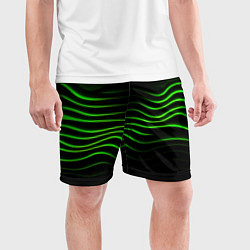 Шорты спортивные мужские Зеленые абстрактные волны, цвет: 3D-принт — фото 2