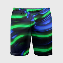Шорты спортивные мужские Green blue lines, цвет: 3D-принт