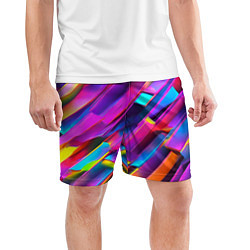 Шорты спортивные мужские Неоновые разноцветные пластины, цвет: 3D-принт — фото 2
