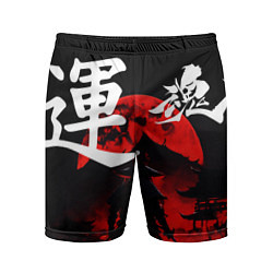 Мужские спортивные шорты Японский самурай и красная луна