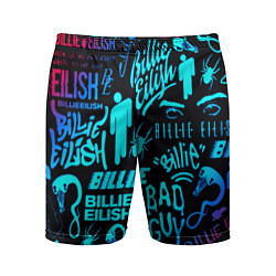 Шорты спортивные мужские Billie Eilish neon pattern, цвет: 3D-принт