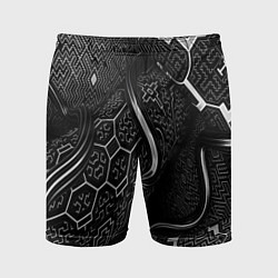 Шорты спортивные мужские Чёрно-белая орнамент, цвет: 3D-принт