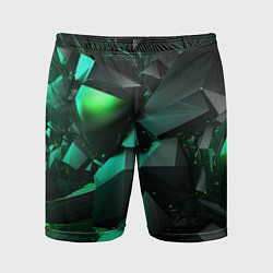 Шорты спортивные мужские Зеленые абстрактные объекты, цвет: 3D-принт