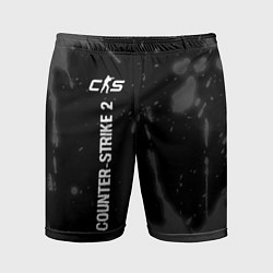 Шорты спортивные мужские Counter-Strike 2 glitch на темном фоне по-вертикал, цвет: 3D-принт