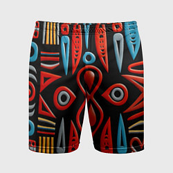 Мужские спортивные шорты Красно-синий узор в африканском стиле