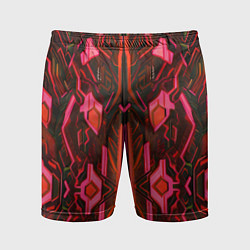 Шорты спортивные мужские Киберпанк неоновая броня красная, цвет: 3D-принт