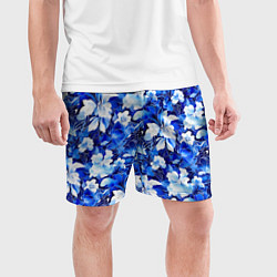 Шорты спортивные мужские Голубой цветник, цвет: 3D-принт — фото 2