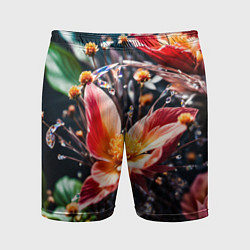 Мужские спортивные шорты Красный цветок капли