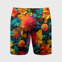 Мужские спортивные шорты Яркие шикарные цветы узор