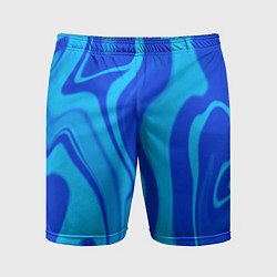 Шорты спортивные мужские Абстракция разлитые краски сине-голубой, цвет: 3D-принт