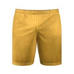 Шорты спортивные мужские Жёлтый однотонный текстура, цвет: 3D-принт