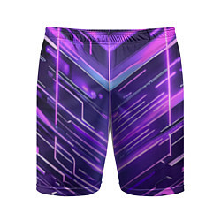 Мужские спортивные шорты Фиолетовые неон полосы киберпанк