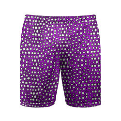 Шорты спортивные мужские Белые пузырьки на фиолетовом фоне, цвет: 3D-принт