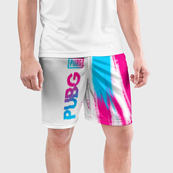 Шорты спортивные мужские PUBG neon gradient style по-вертикали, цвет: 3D-принт — фото 2