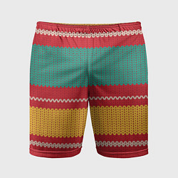 Шорты спортивные мужские Разноцветные вязаные полоски, цвет: 3D-принт