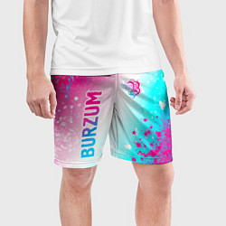 Шорты спортивные мужские Burzum neon gradient style вертикально, цвет: 3D-принт — фото 2