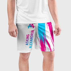 Шорты спортивные мужские Asking Alexandria neon gradient style по-вертикали, цвет: 3D-принт — фото 2