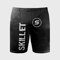 Мужские спортивные шорты Skillet glitch на темном фоне вертикально