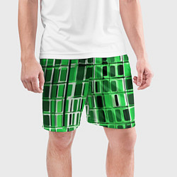 Шорты спортивные мужские Зелёные прямоугольники, цвет: 3D-принт — фото 2