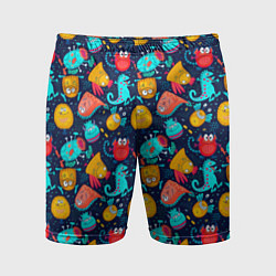 Шорты спортивные мужские Мультяшные цветные монстрики, цвет: 3D-принт