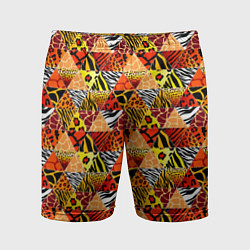 Шорты спортивные мужские Лоскутные треугольники, цвет: 3D-принт